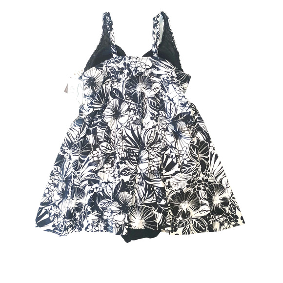 Swim Solutions Floral Print Flyaway Swim Dress size 18 Black/White NWT - Picture 5 of 12
